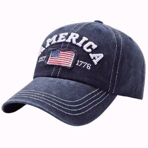 America Flag Established 1776 Embroidered Brushed Blue Patriotic - NEW Fast Ship